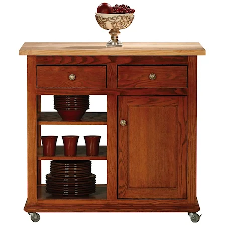 Kitchen Island w/2 Pull-Through Drawers & Casters